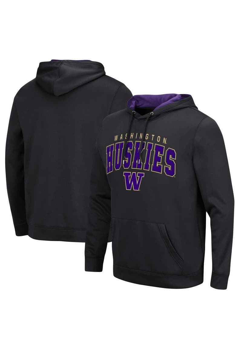 Men's Colosseum Black Washington Huskies Resistance Pullover Hoodie, Main, color, Black