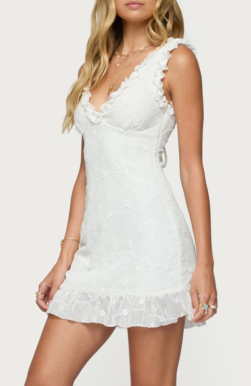 Edikted Shayla Ruffle Trim Minidress In White