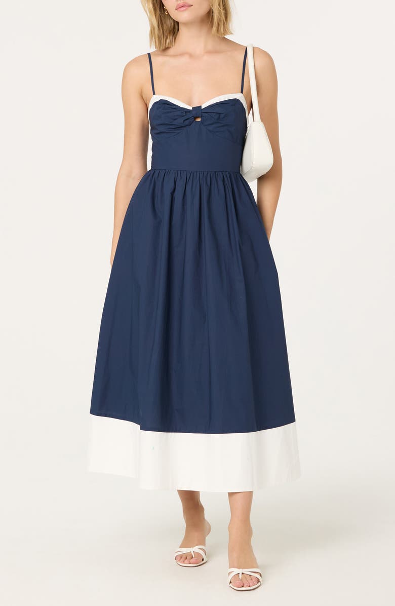 ASTR the Label Contrast Detail Cotton Dress, Alternate, color, Navy