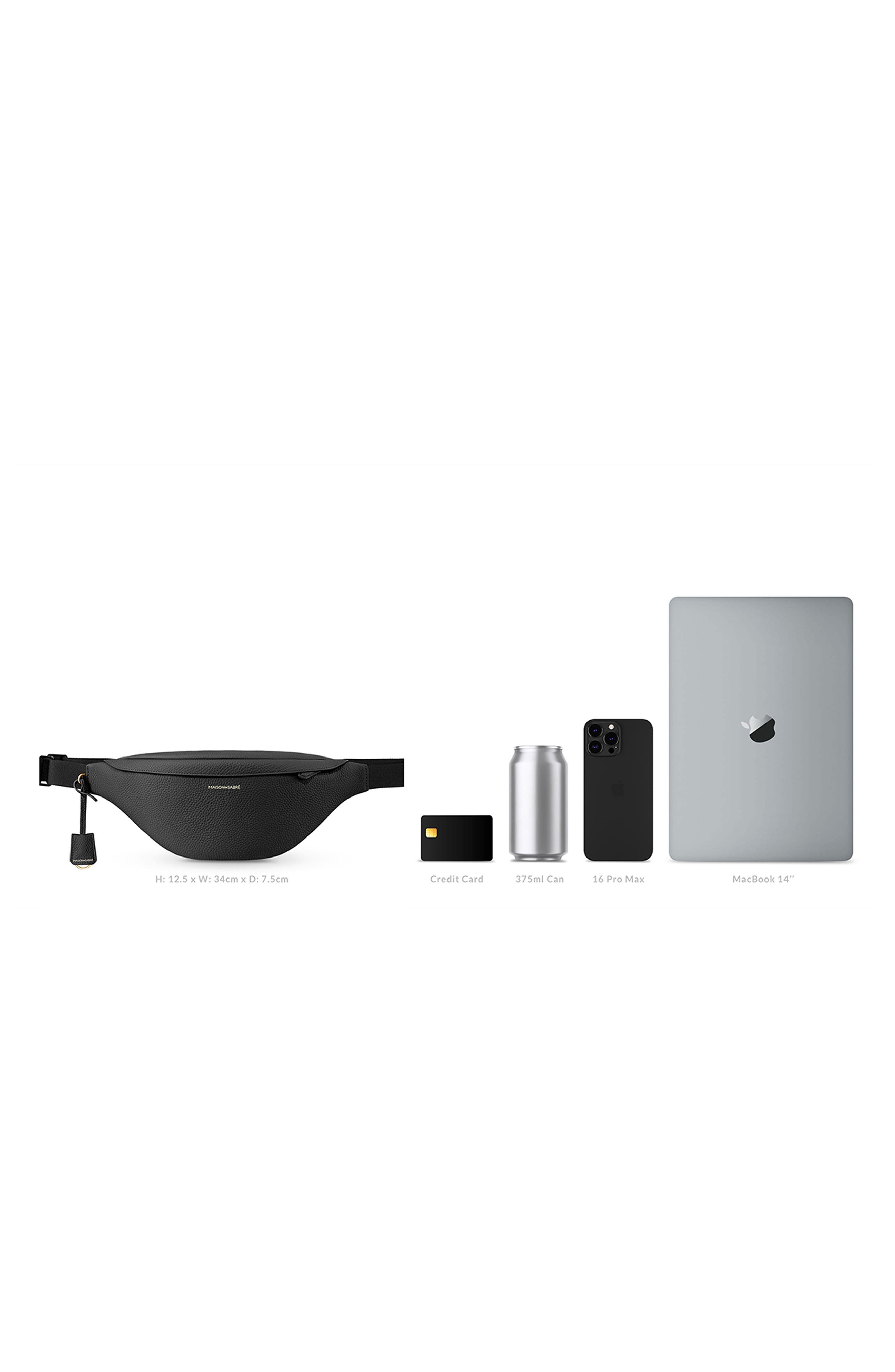 MAISON de SABRÉ Leather Sling Bag, Alternate, color, Black Caviar