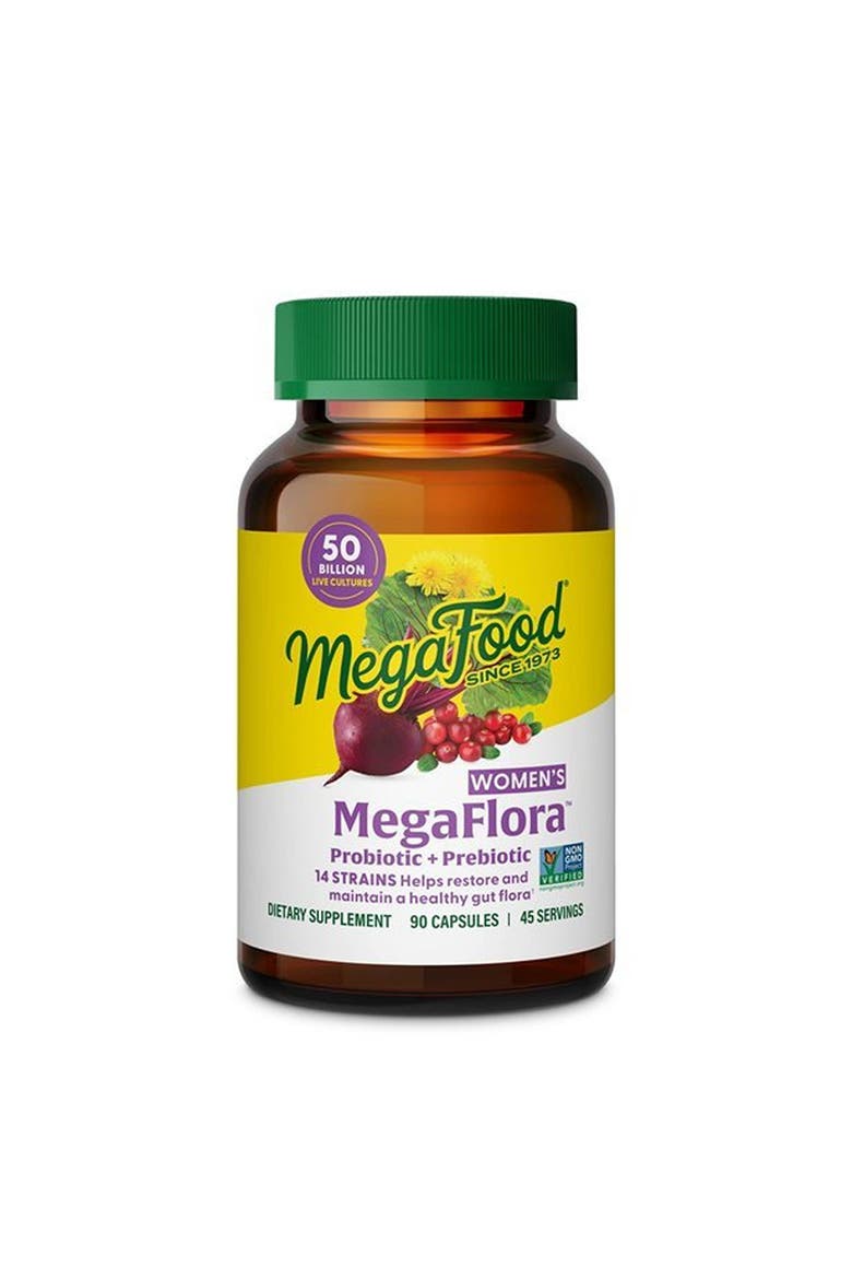 MegaFlora Probiotic + Prebiotic for Women with Cranberry, 50 Billion CFU, Vegetarian, 90 Capsules, Main, color, None