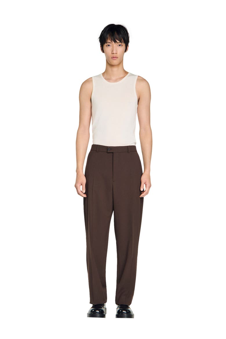 Oversized wool trousers, Alternate, color, Chocolate