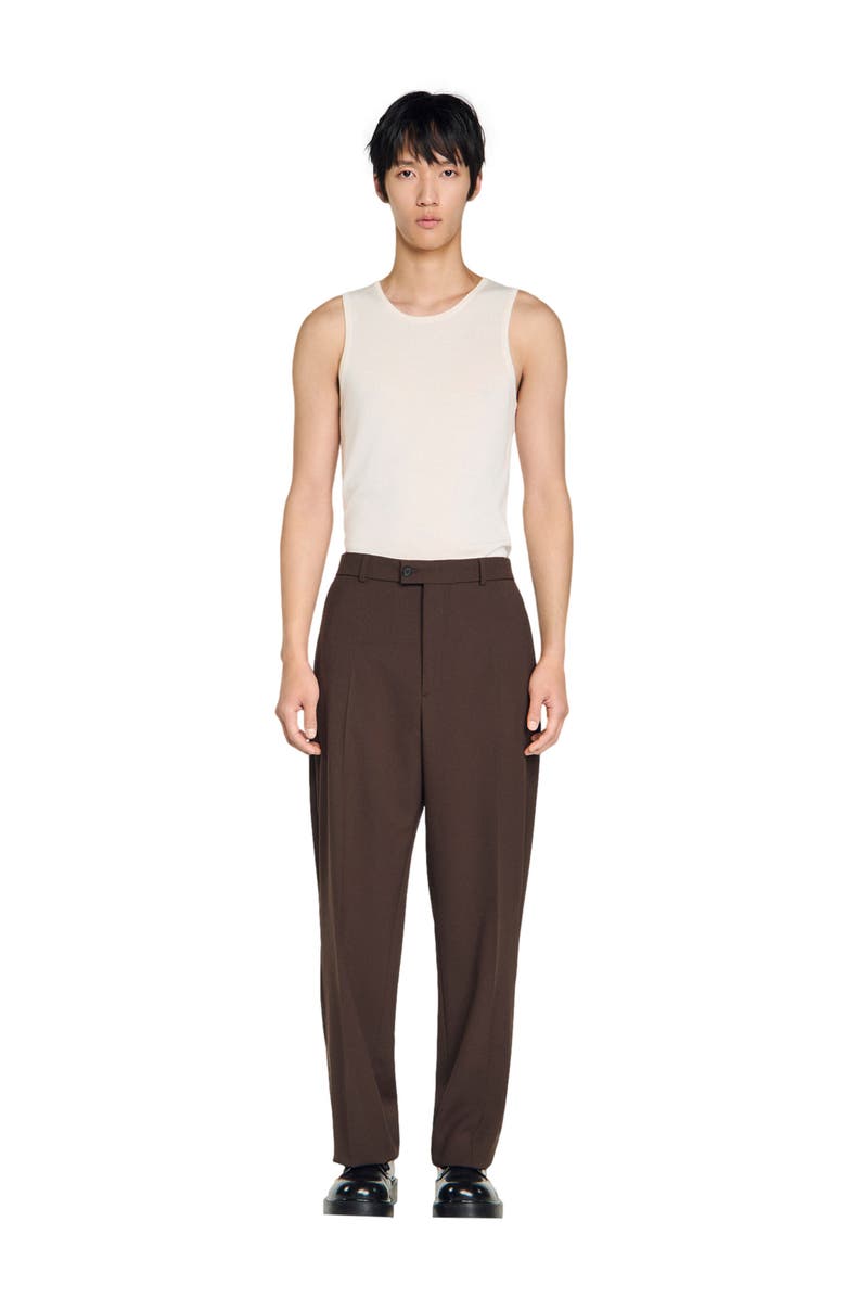 SANDRO Oversized wool trousers, Alternate, color, Chocolate