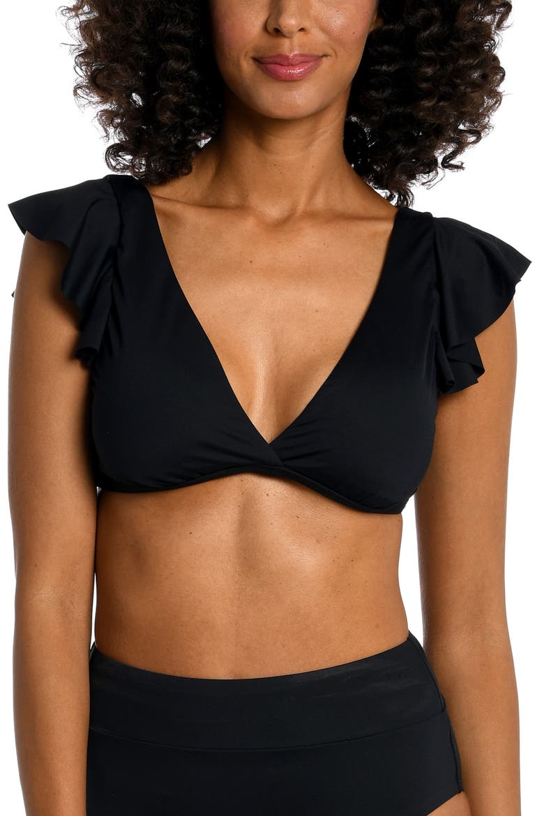 Ruffle Bikini Top, Main, color, BLACK