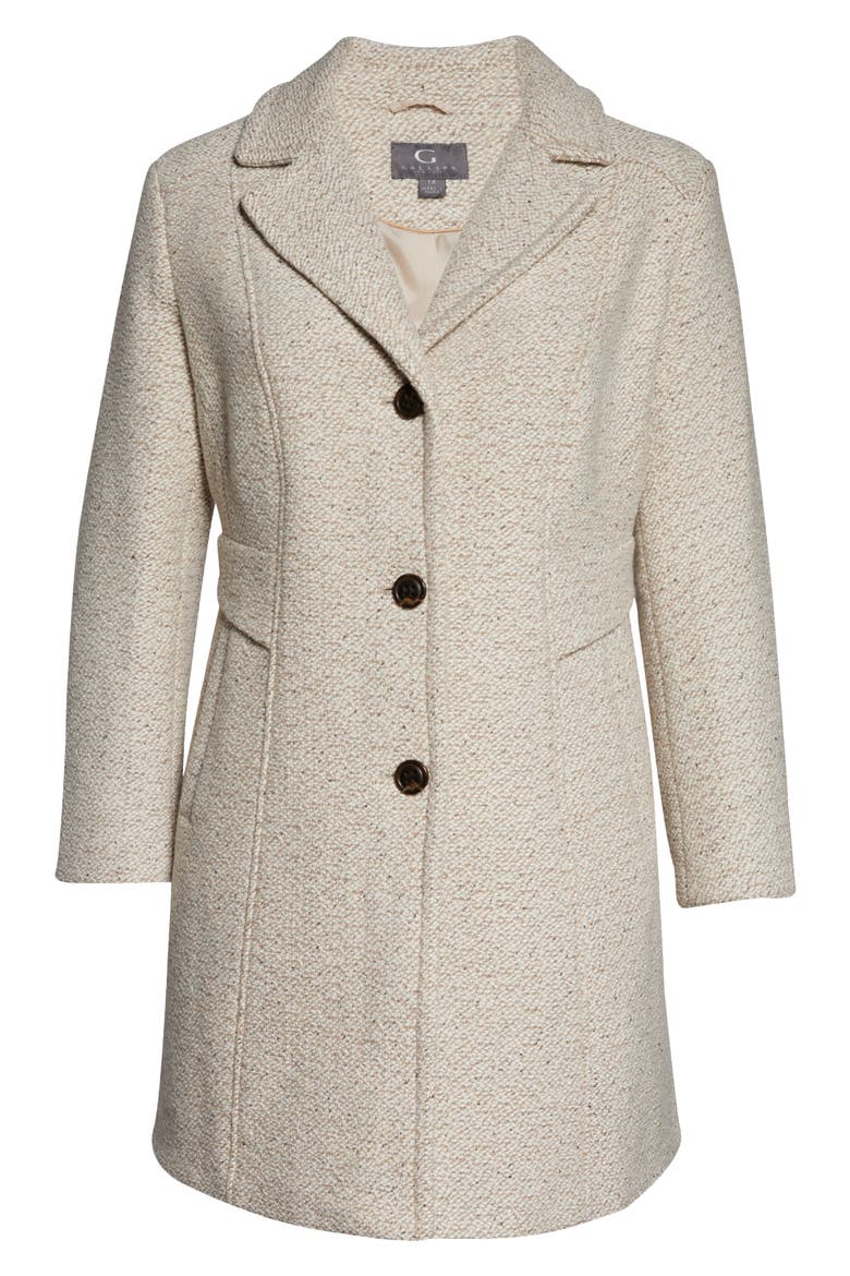 Notch Collar Tweed Coat, Alternate, color, OATMEAL