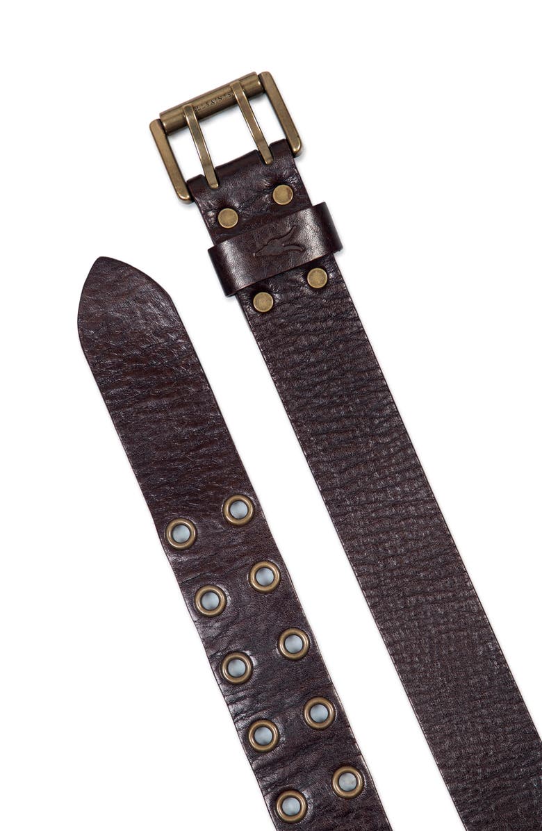 AllSaints Eyelet Distressed Leather Belt, Alternate, color, Bitter Brown