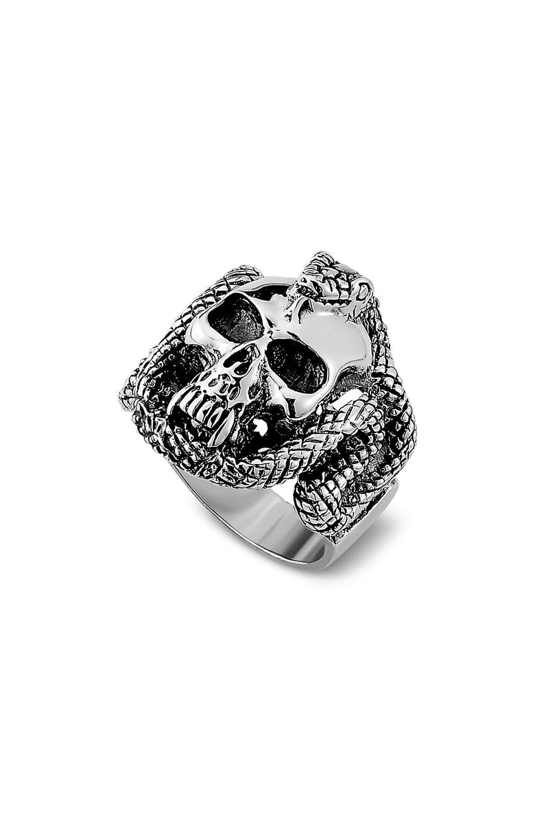SAMUEL B. Sterling Silver Skull & Snake Ring, Main, color, 