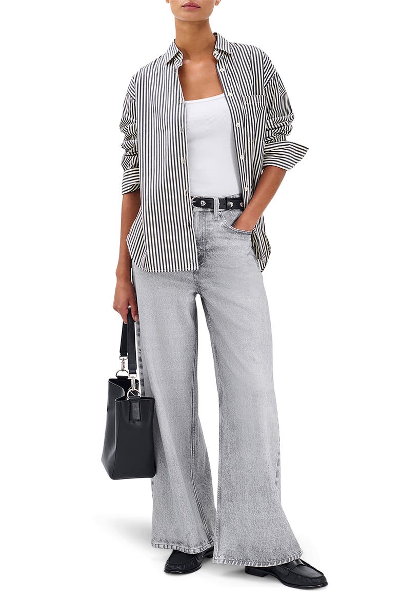 rb Miramar Sofie High Waist Ankle Wide Leg Terry Sweatpant Jeans, Alternate, color, ICYGR