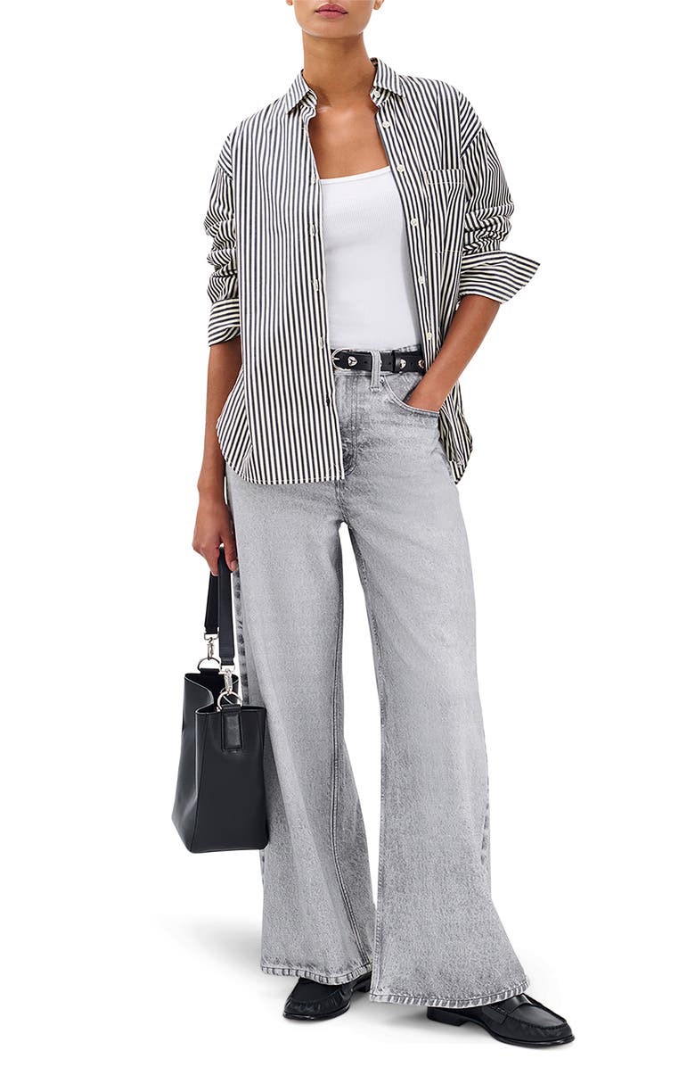 rag & bone Miramar Sofie High Waist Ankle Wide Leg Terry Sweatpant Jeans, Alternate, color, Icy Grey