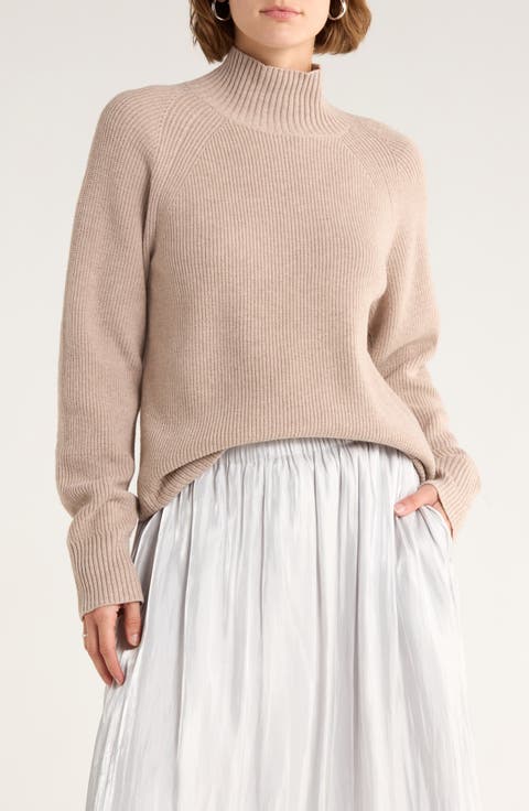 Raglan Sleeve Mock Neck Sweater