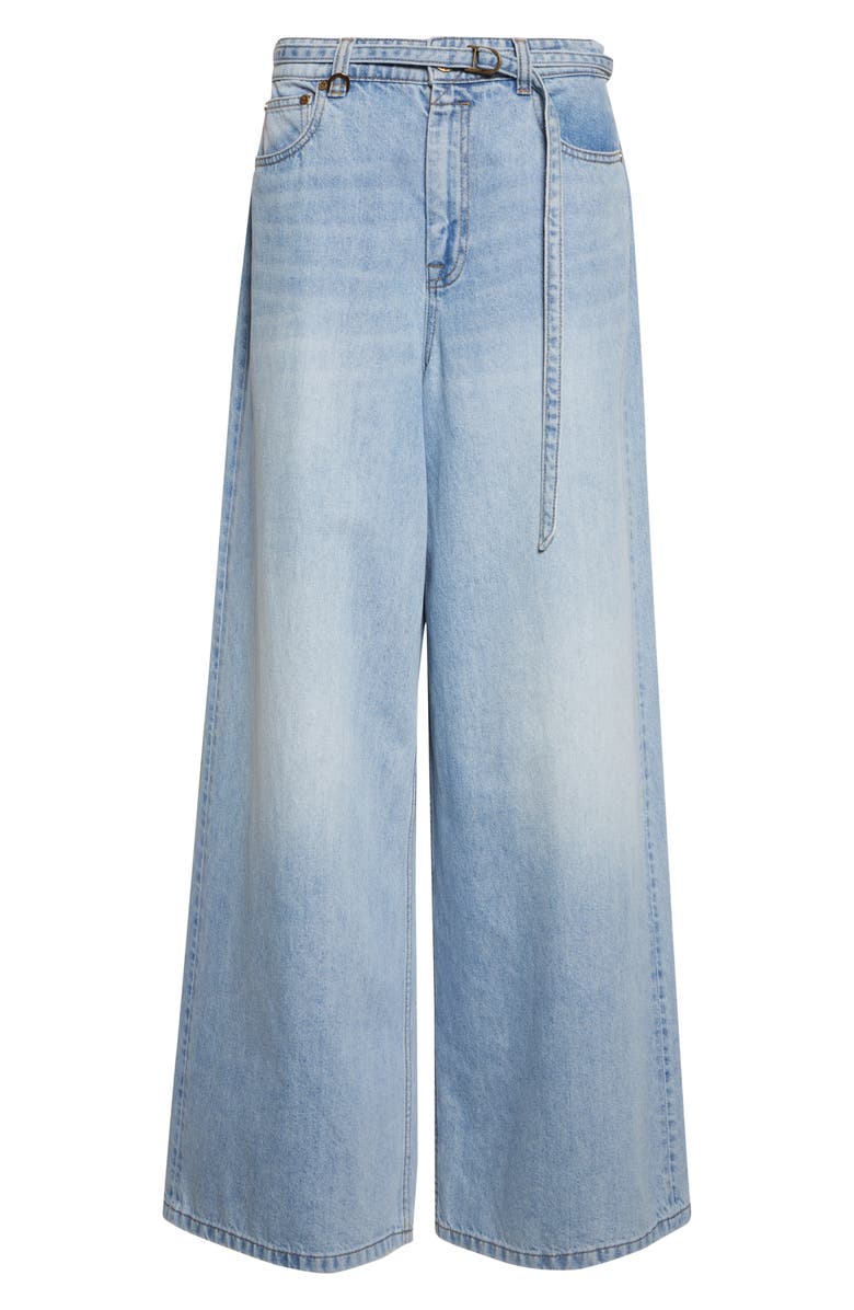 Zimmermann Indra Belted Relaxed Flare Jeans, Alternate, color, Skylark