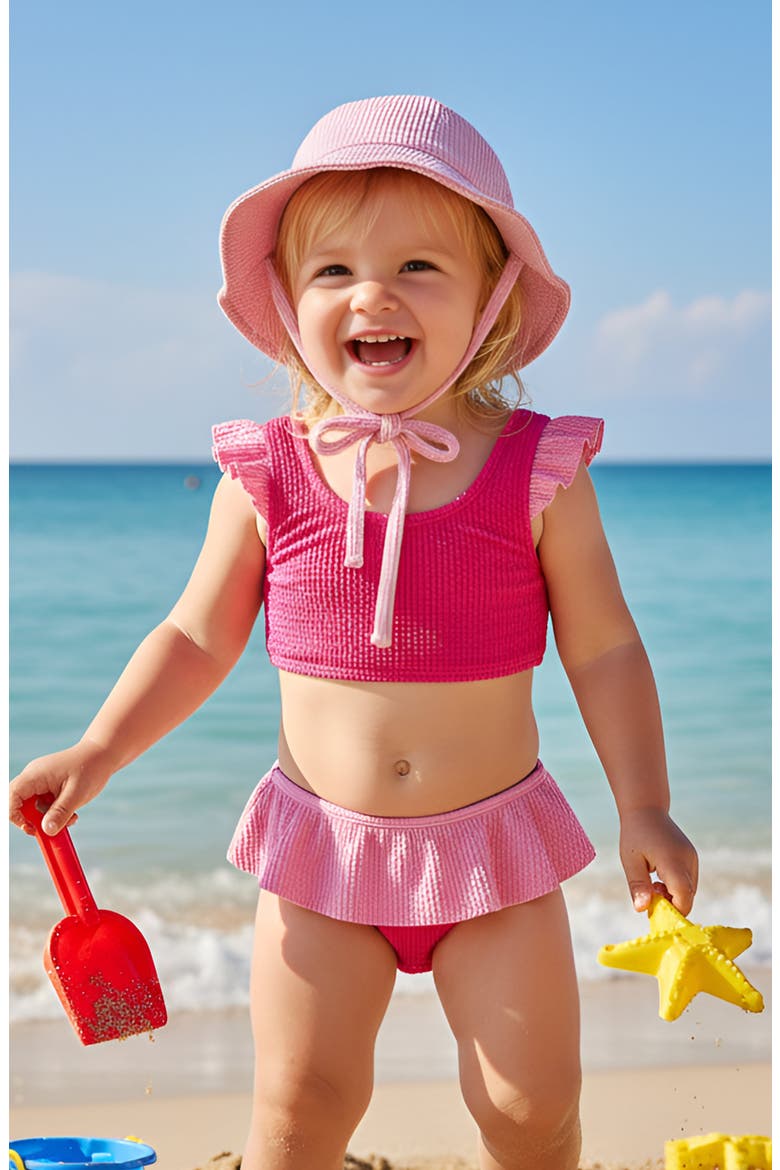 Infant Crinkle Sunhat, Alternate, color, Pink