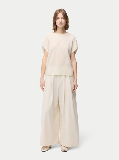 Gobi Mongolian Cashmere Batwing Short-sleeved Cashmere Top In Off White