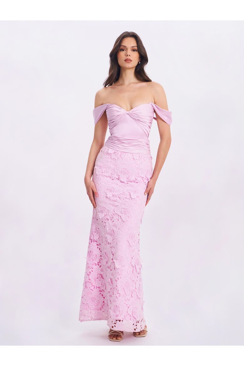 Dahlia Floral Lace Mermaid Gown, Alternate, color, Pink