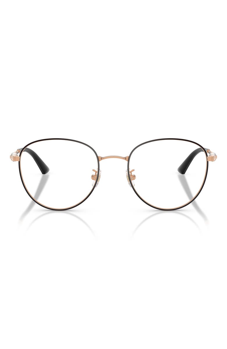 Jimmy Choo 54mm Round Optical Glasses, Main, color, Rose Gold/ Black / Demo Lens
