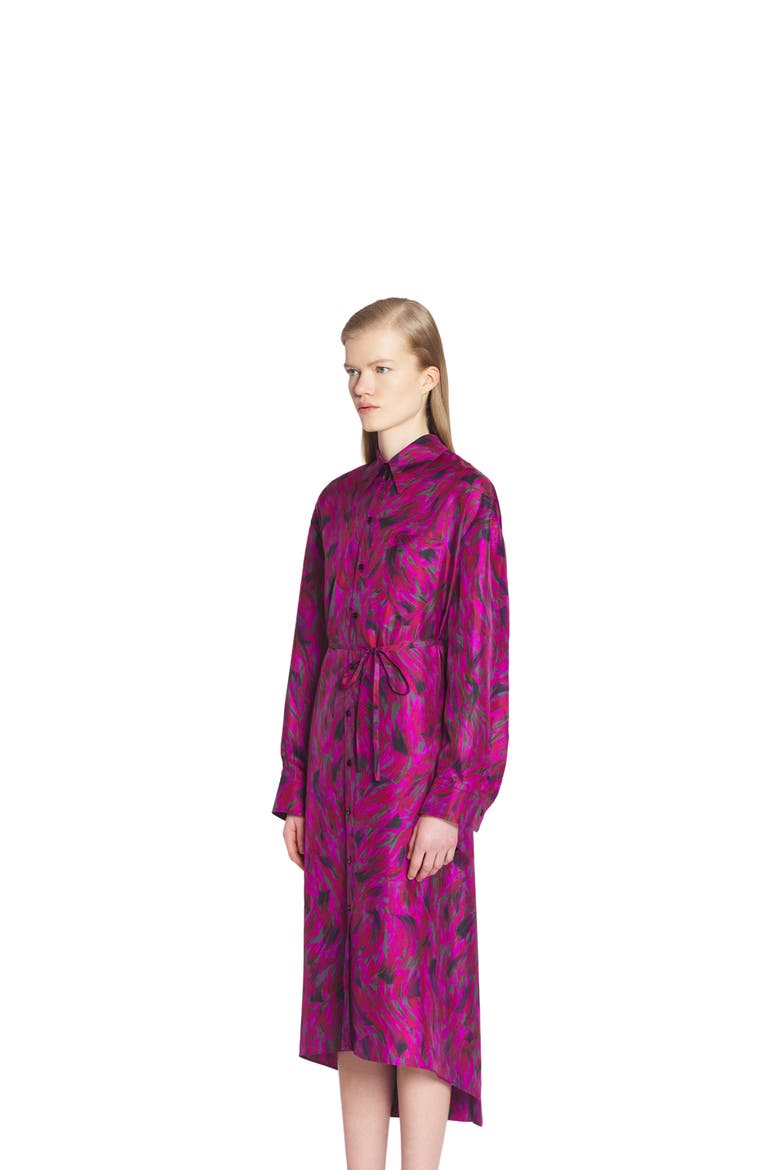PRINTED SHIRT DRESS WITH PLEATS, Alternate, color, FUCHSIA