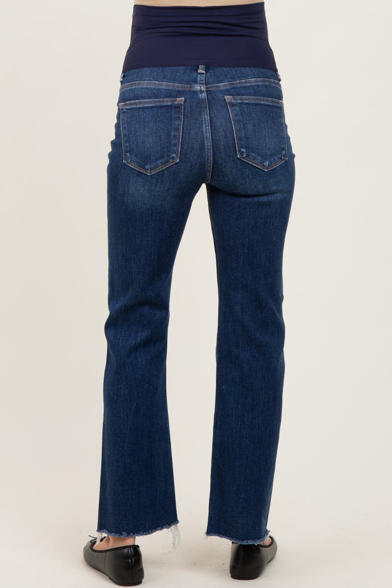 High Rise Crop Straight Raw Cut Hem Maternity Jeans, Alternate, color, Navy Blue