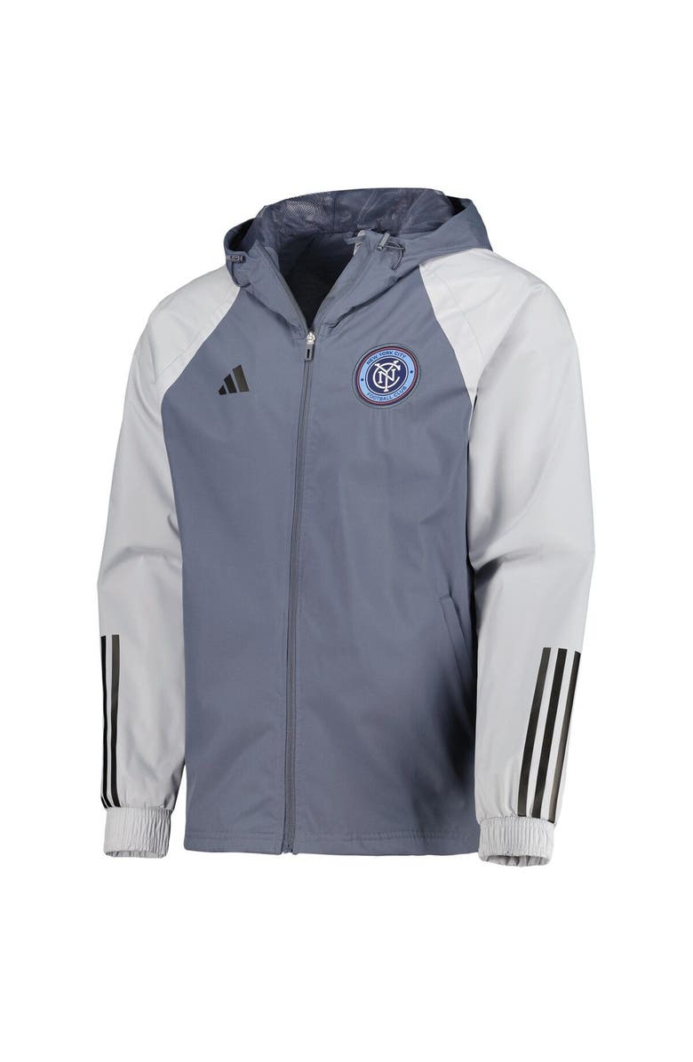 adidas Men's adidas Charcoal New York City FC All-Weather Raglan Hoodie Full-Zip Jacket, Alternate, color, 