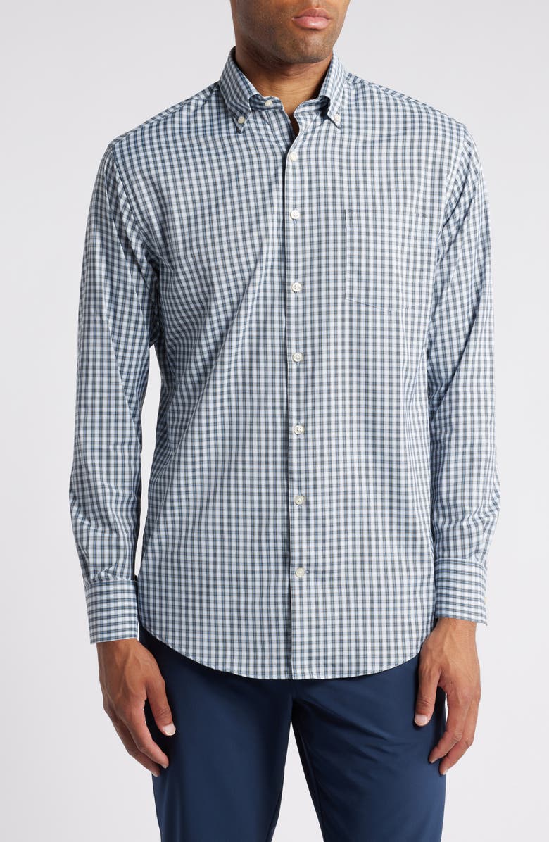 Peter Millar Prairie Plaid Performance Twill Button-Down Shirt, Main, color, 