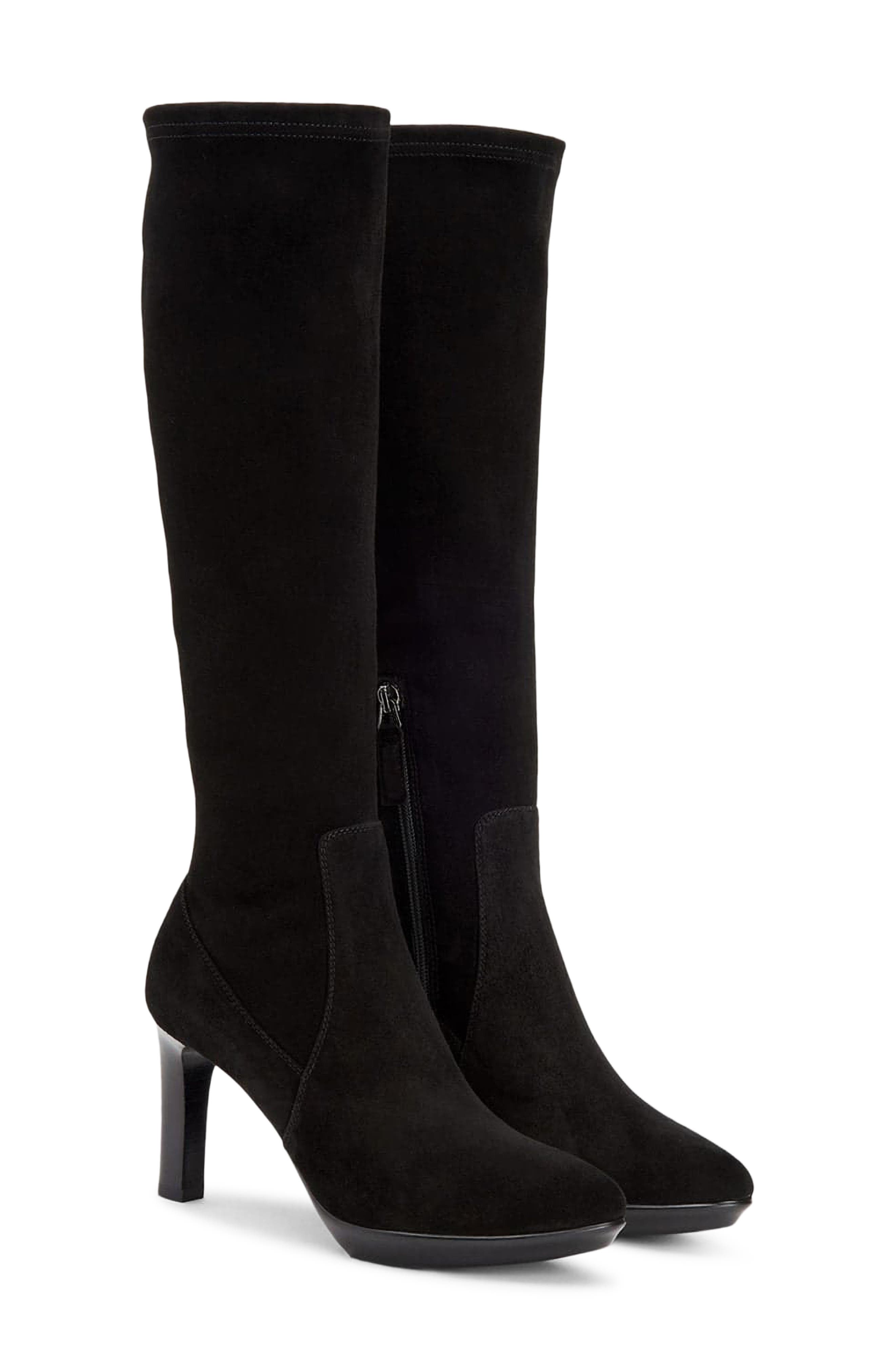 Aquatalia Rhumba Weatherproof Knee High Boot, Main, color, Black Suede