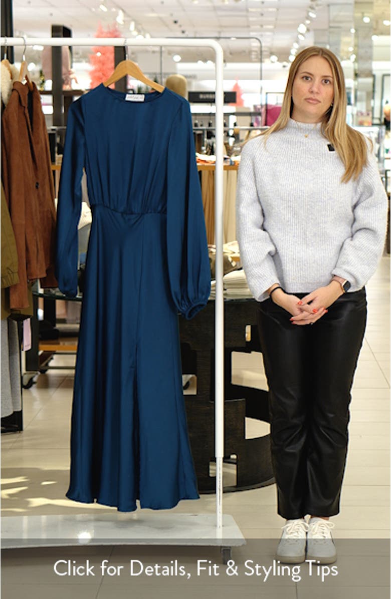 Remora Long Sleeve Satin Midi Dress, sales video thumbnail