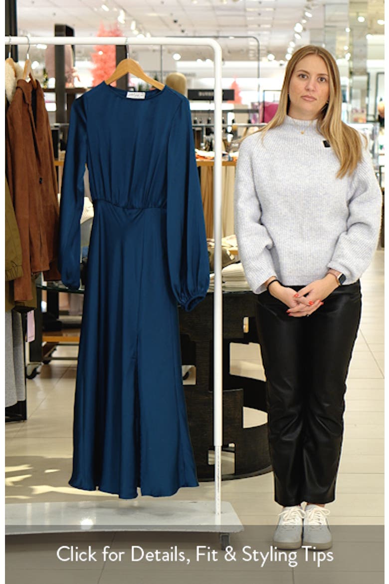 Remora Long Sleeve Satin Midi Dress video