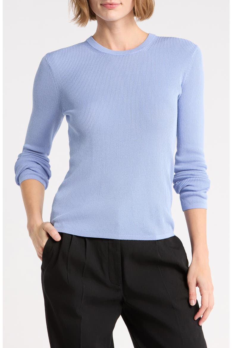 Rib Knit Fitted Crewneck Tee, Main, color, WILLOW