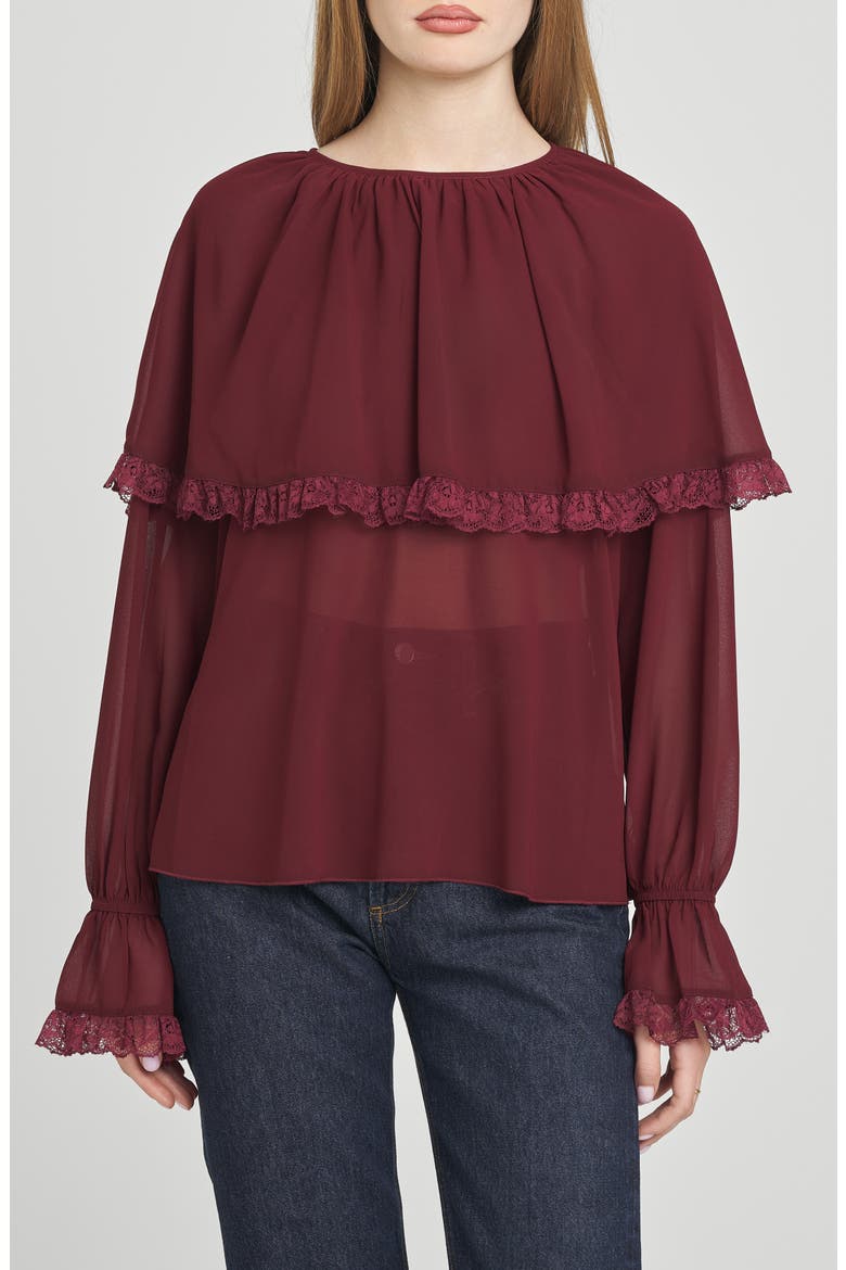 Mirabel Capelet Top, Main, color, MERLOT