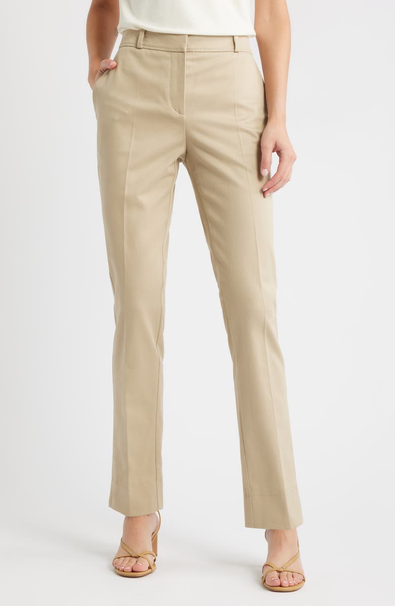 BOSS Tapria Stretch Cotton Ankle Flare Pants, Main, color, Pumice