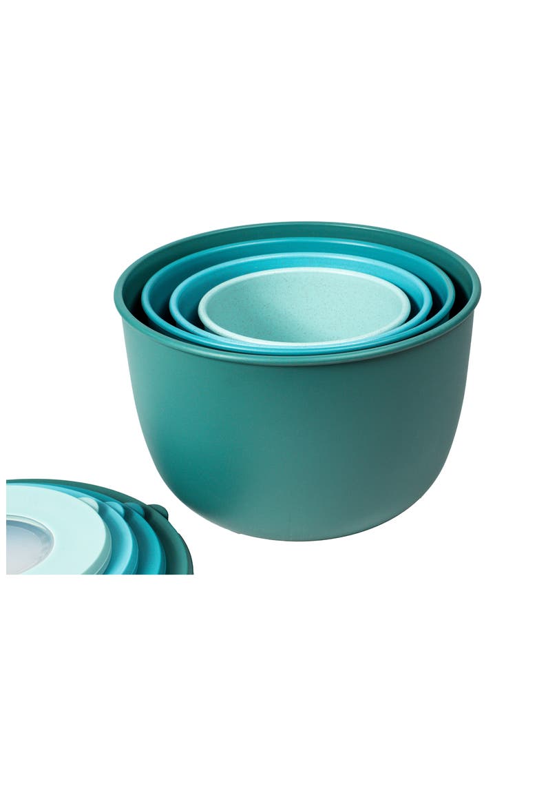 Set of 4 Stackable Melamine Mixing Bowls, Alternate, color, BLUE
