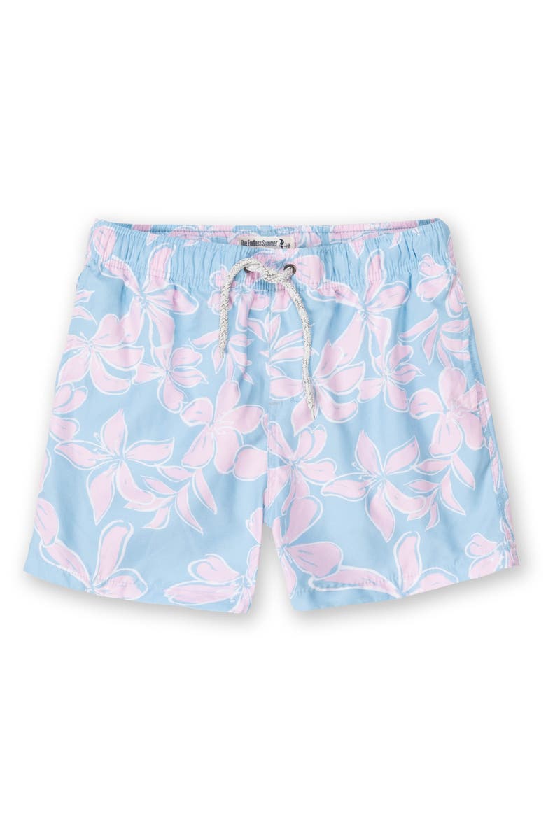 THE ENDLESS SUMMER Kids' Floral Stretch Volley Swim Trunks, Main, color,