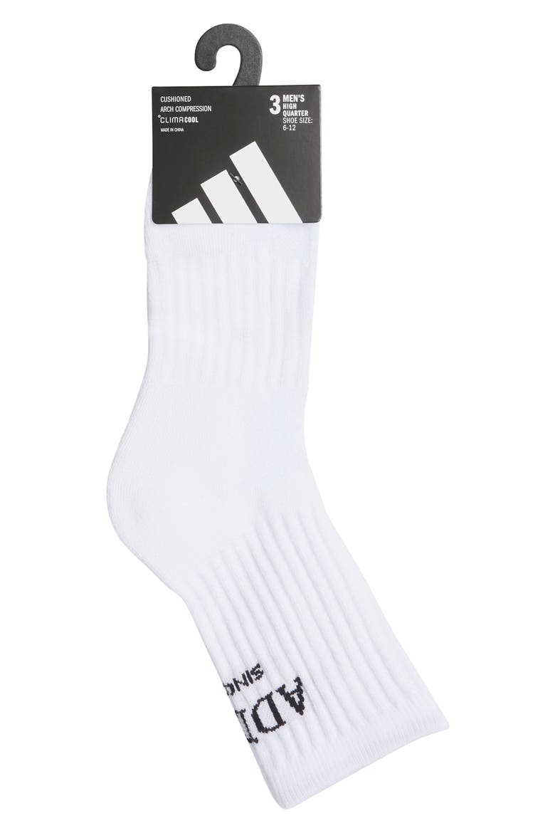 Cushioned Sport 5.0 3-Pack Quarter Socks, Alternate, color, WHITE/ ONIX GREY/ BLACK