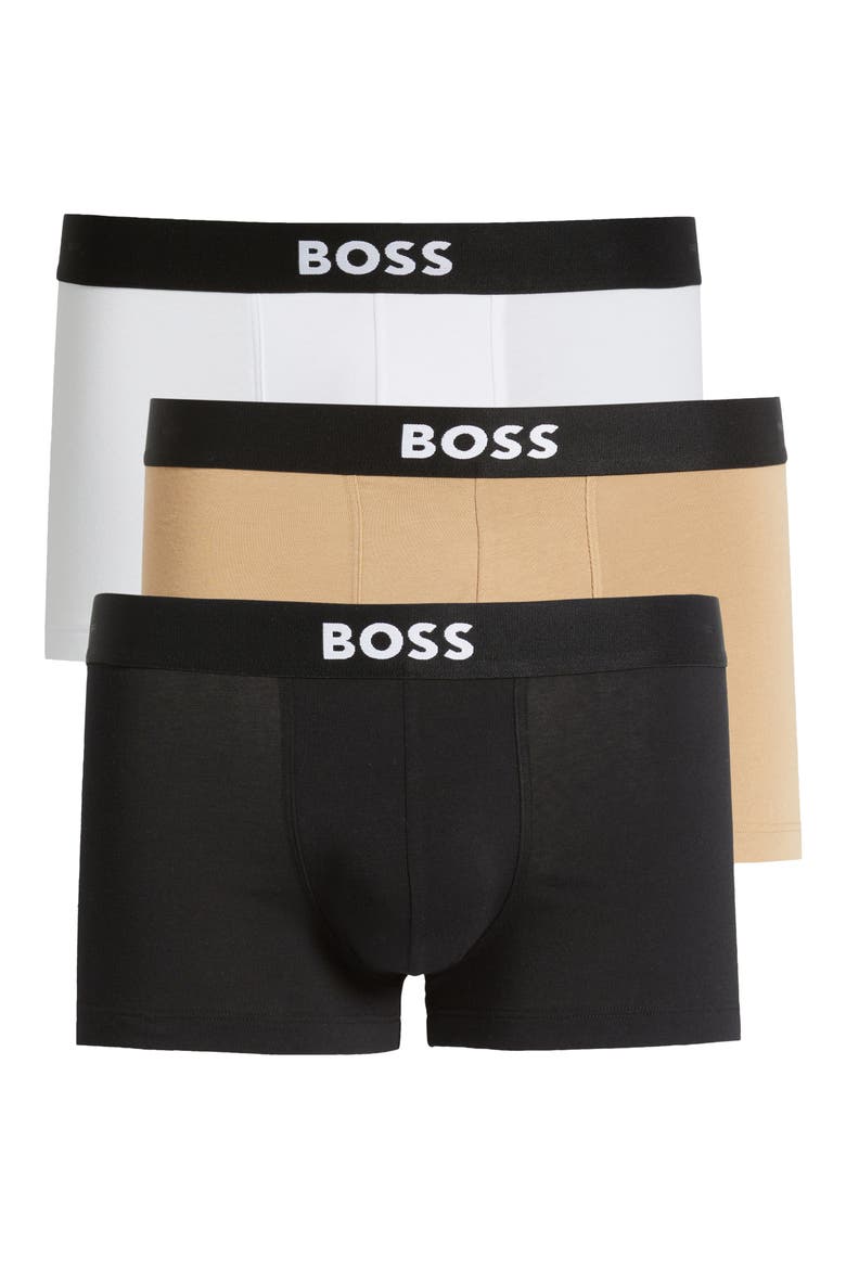 3-Pack BOSS ONE Trunks, Main, color, BLACK/ BEIGE/ WHITE
