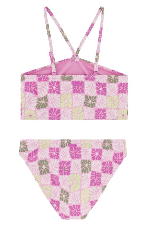 Roxy Kids' Floral Check Two-piece Swimsuit In Pink
