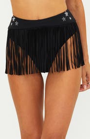Beach Riot Valencia Embellished Fringe Cover-Up Skirt