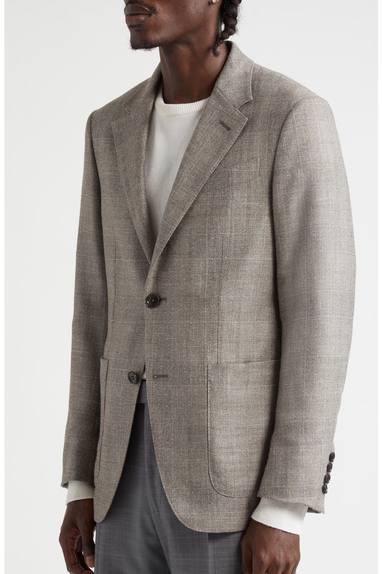 Windowpane Wool Blend Sport Coat, Alternate, color, TAUPE