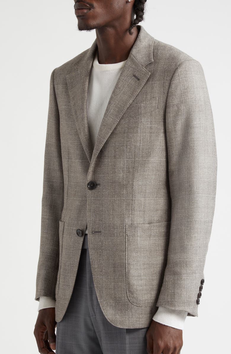 ZEGNA Windowpane Wool Blend Sport Coat, Alternate, color, Taupe