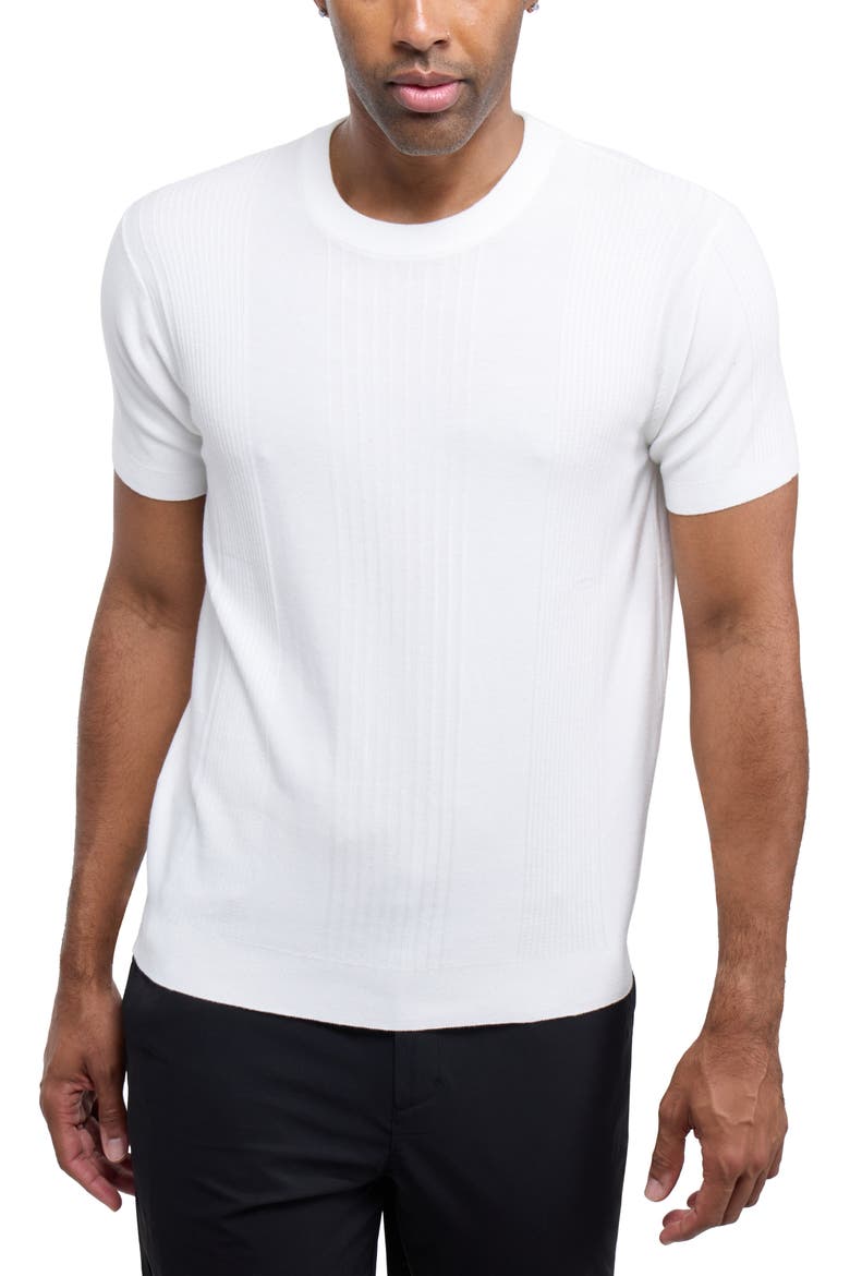 Stripe Short Sleeve Sweater, Alternate, color, OFF WHITE