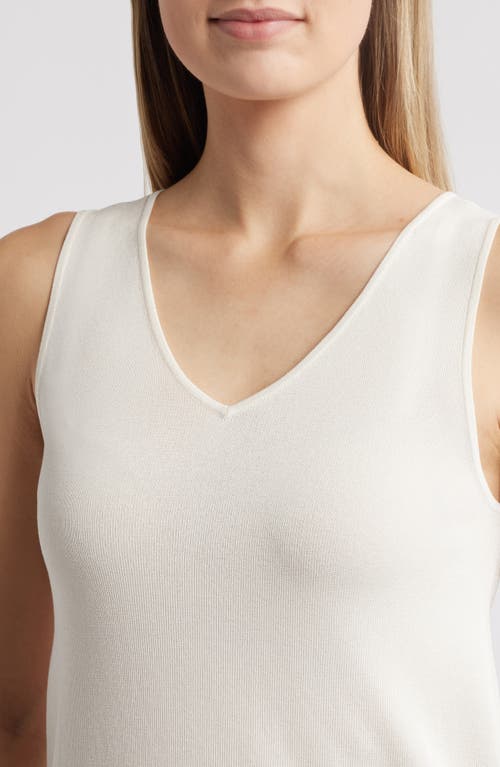 Anne Klein Double V-neck Sweater Tank In White Dove