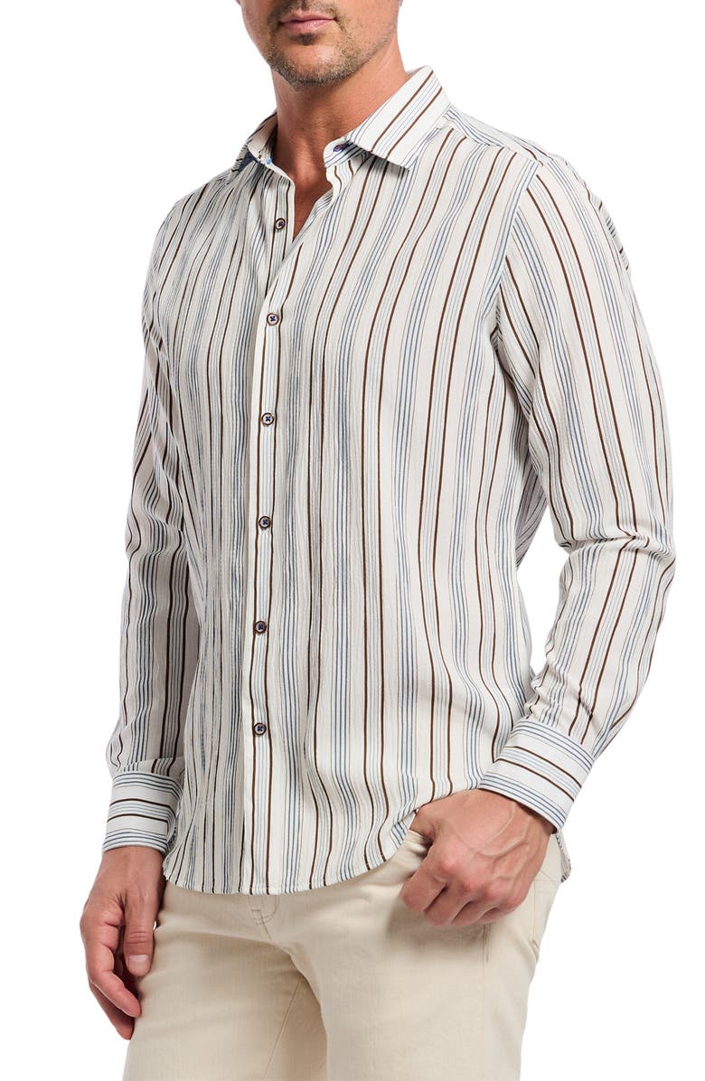 Robert Graham Stamford Stripe Button-Up Shirt, Alternate, color, Grey Multi