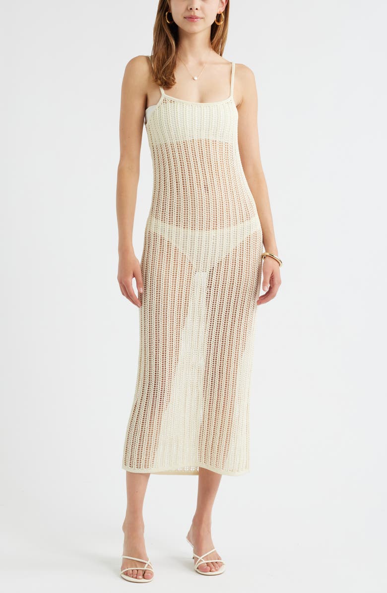 Open Edit Open Stitch Cotton Blend Sweater Dress, Main, color, Ivory Dove