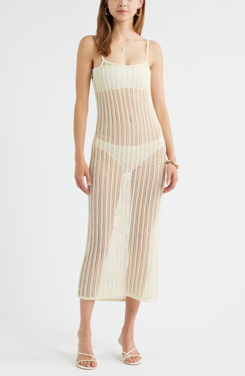 Open Edit Open Stitch Cotton Blend Sweater Dress In White