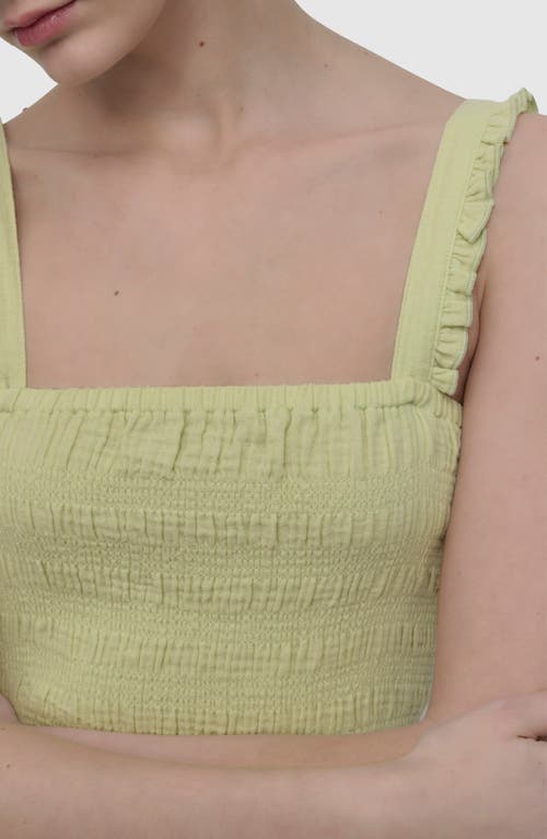 Dkny Jeans Ruffle Strap Smocked Cotton Crop Top
