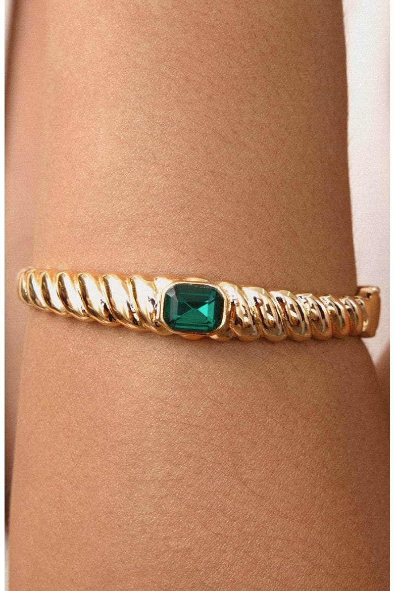 Twisted Baguette Cuff Bracelet, Alternate, color, GREEN