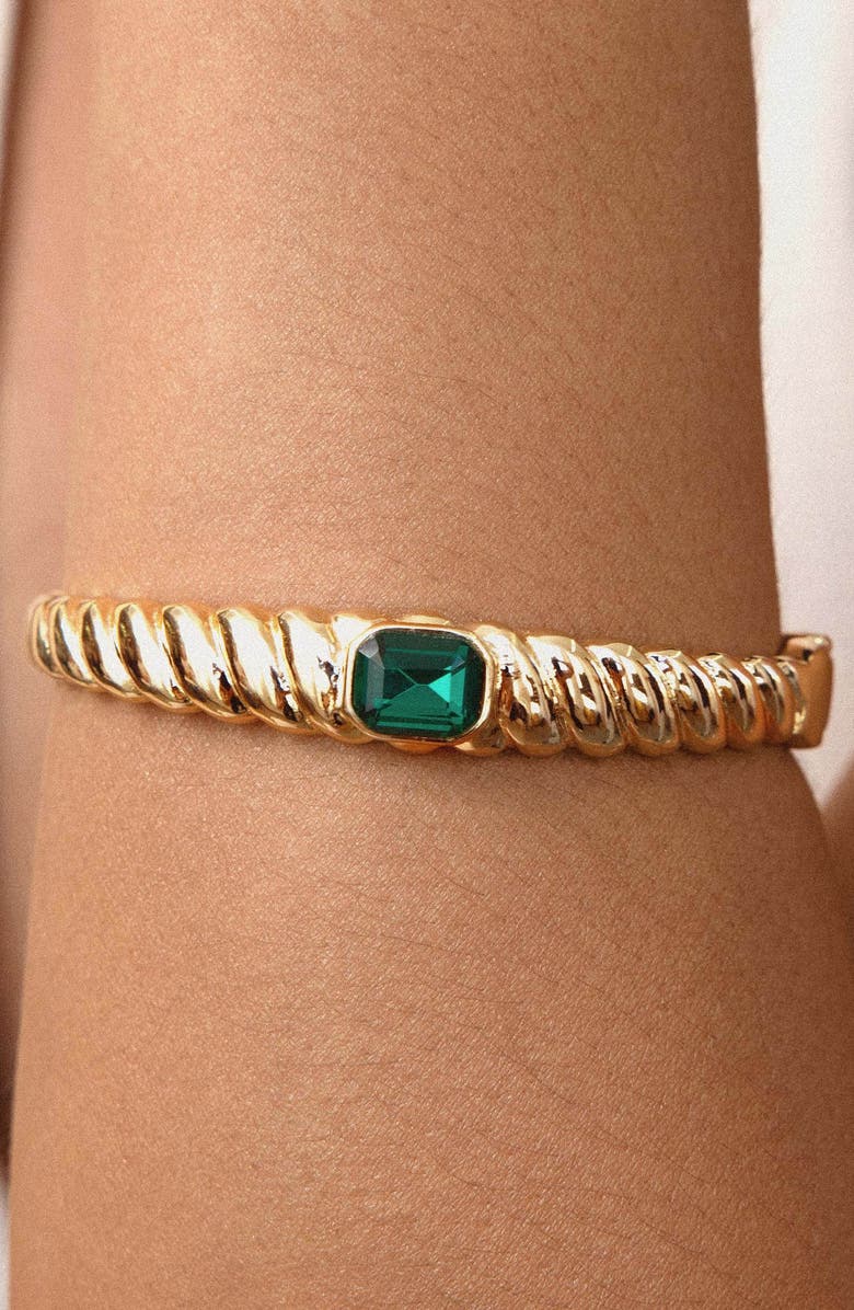 Ettika Twisted Baguette Cuff Bracelet, Alternate, color, Green