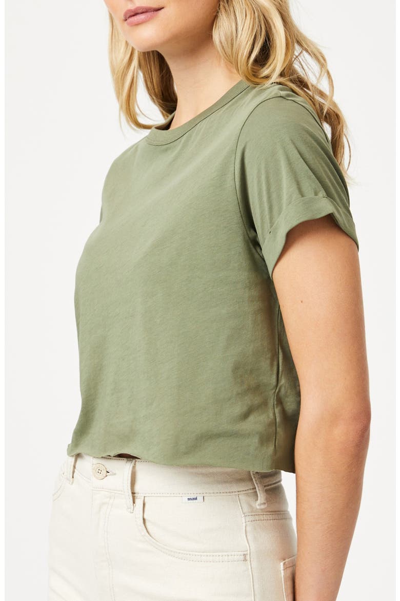 Raw Hem Crop T-Shirt, Alternate, color, DEEP LICHEN GREEN