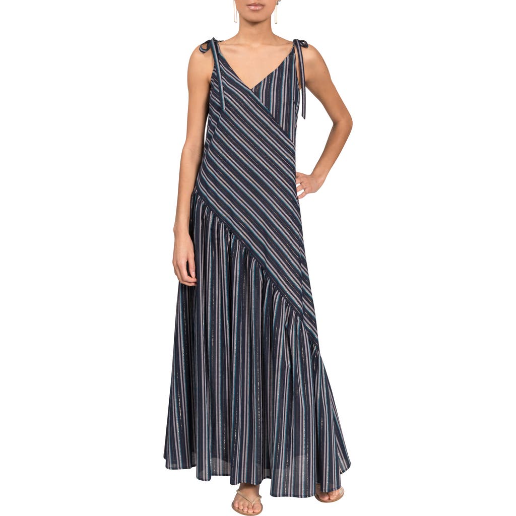 Everyday Ritual Kelsea Striped Maxi Coverup Dress In Midnight Stripe