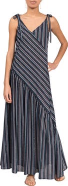 Everyday Ritual Kelsea Shimmer Stripe Cotton Cover-Up Maxi Dress