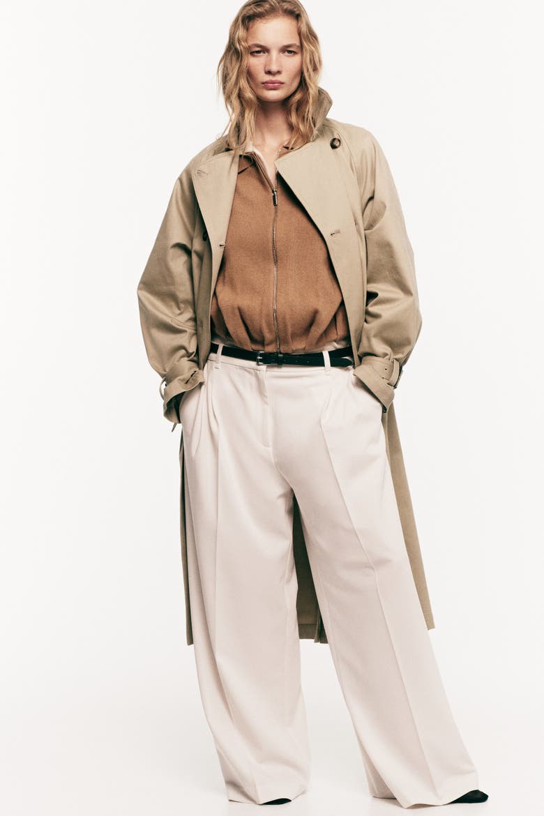 Oversized Zip-through Cardigan, Alternate, color, Dark beige