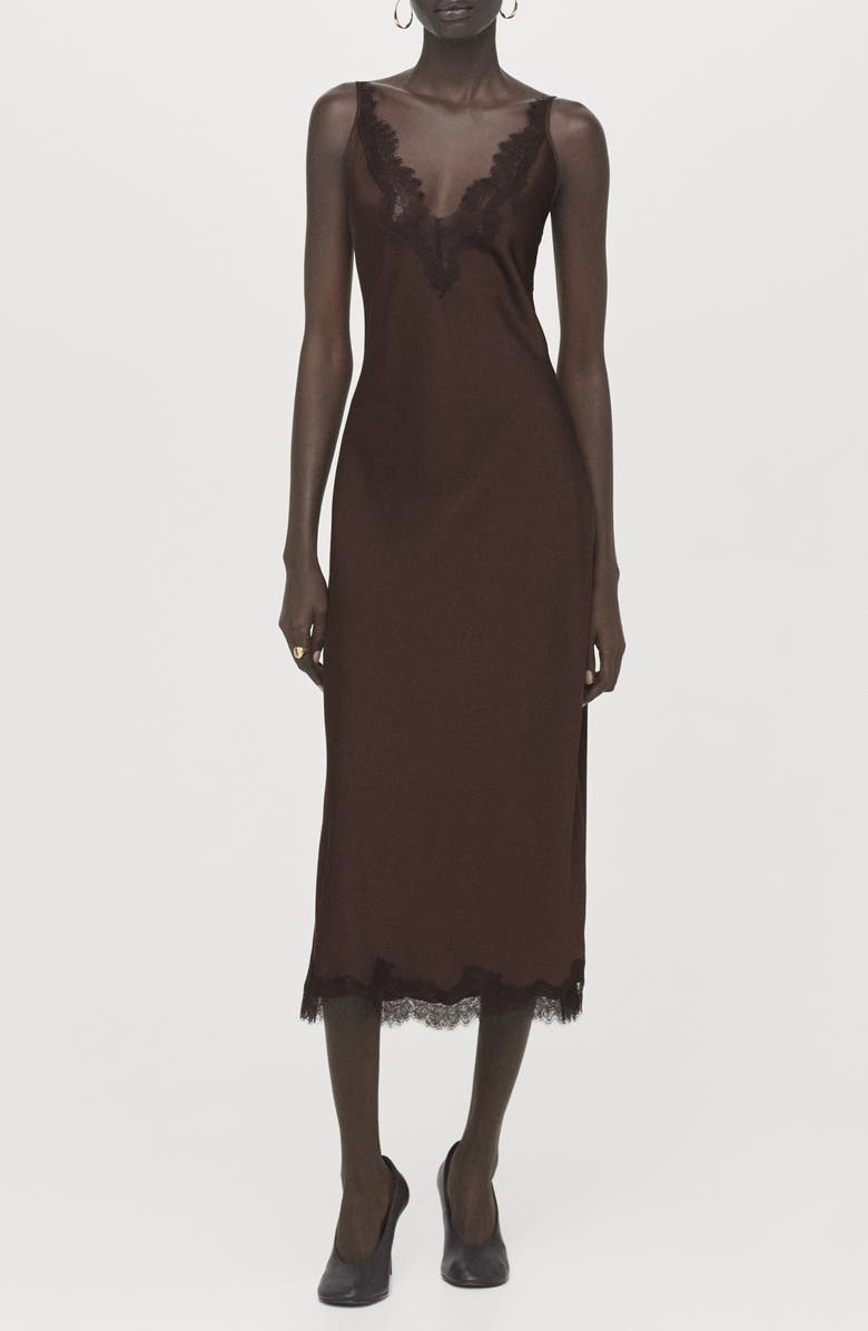 MANGO Satin Camisole Midi Dress, Main, color, 